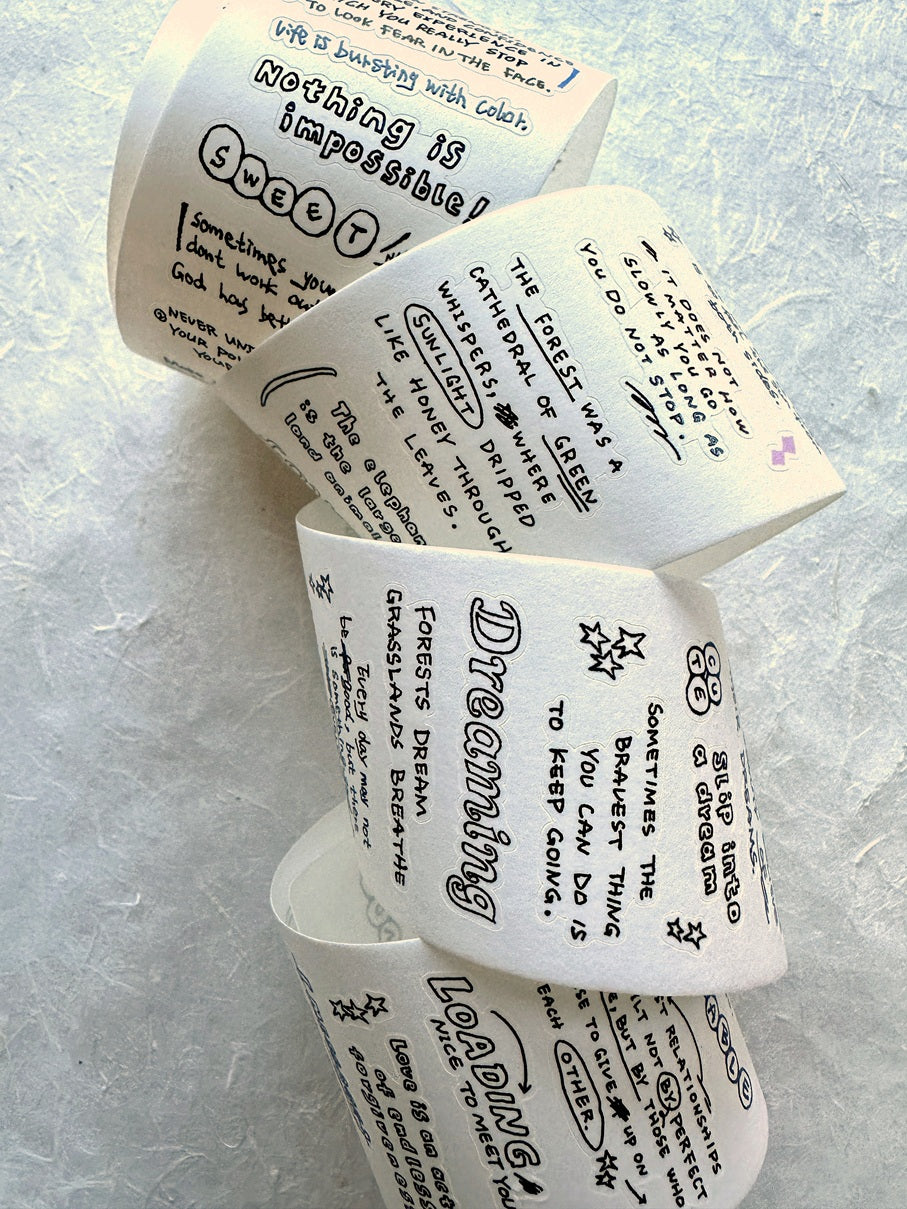 Tuli - Black-and-White Reading Notes kiss-cut PET & washi tape SAMPLES