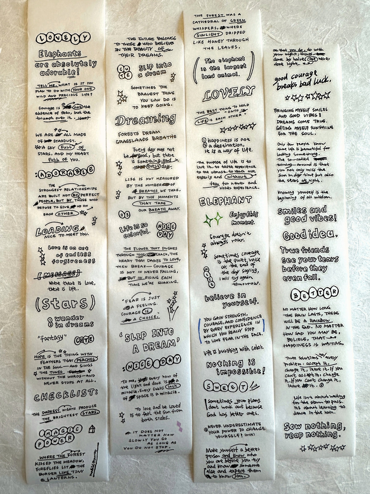 Tuli - Black-and-White Reading Notes kiss-cut PET & washi tape SAMPLES