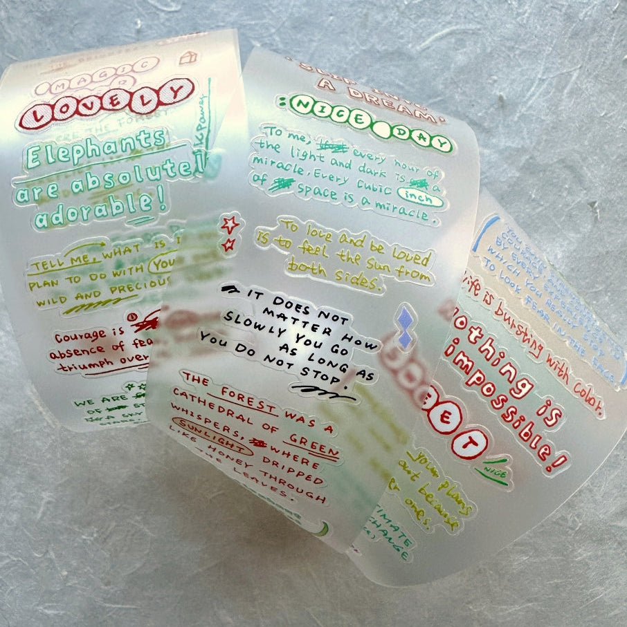 Tuli - Colorful Hand-drawn Reading Notes kiss-cut PET & washi tape SAMPLES