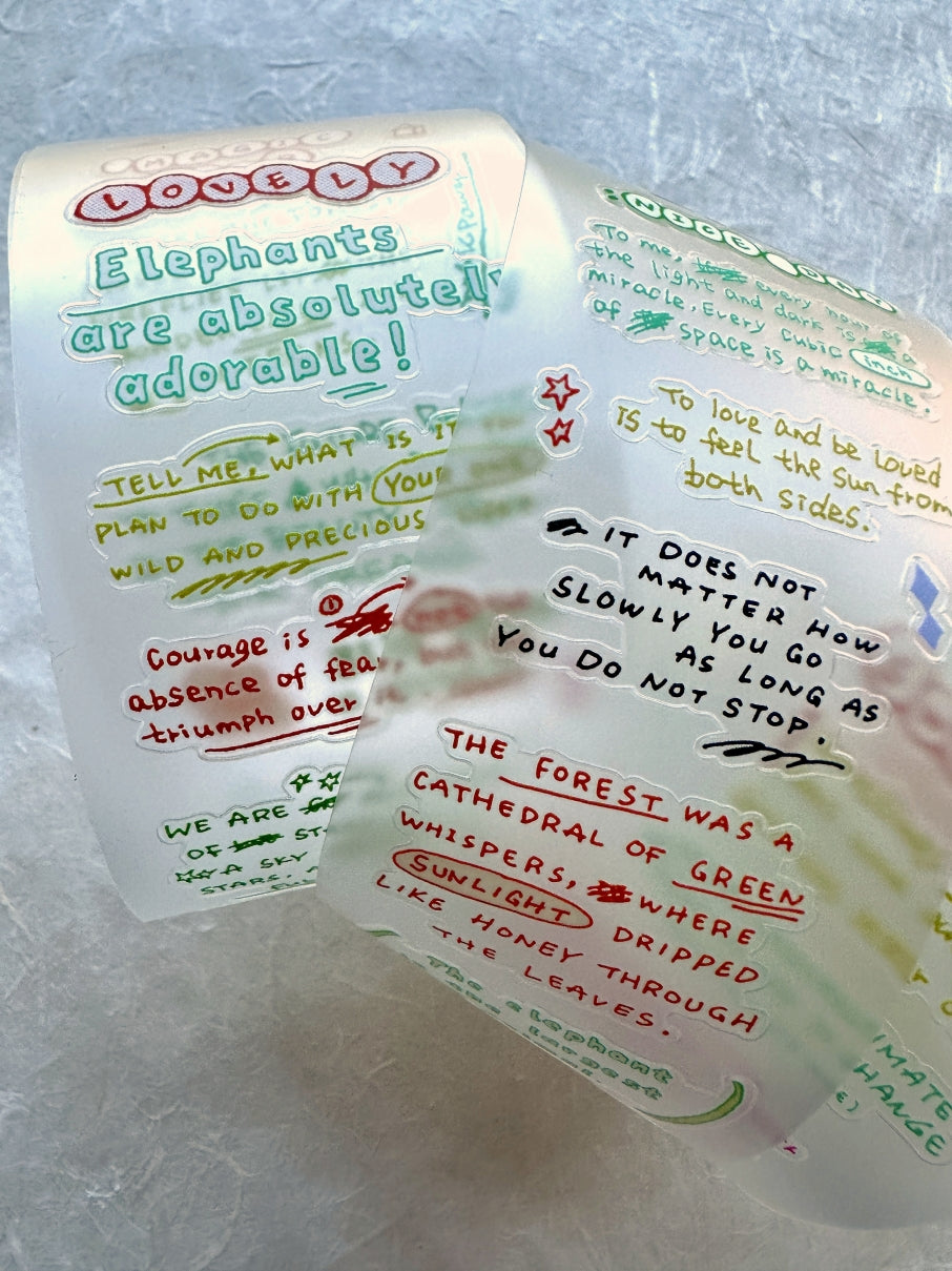 Tuli - Colorful Hand-drawn Reading Notes kiss-cut PET & washi tape SAMPLES