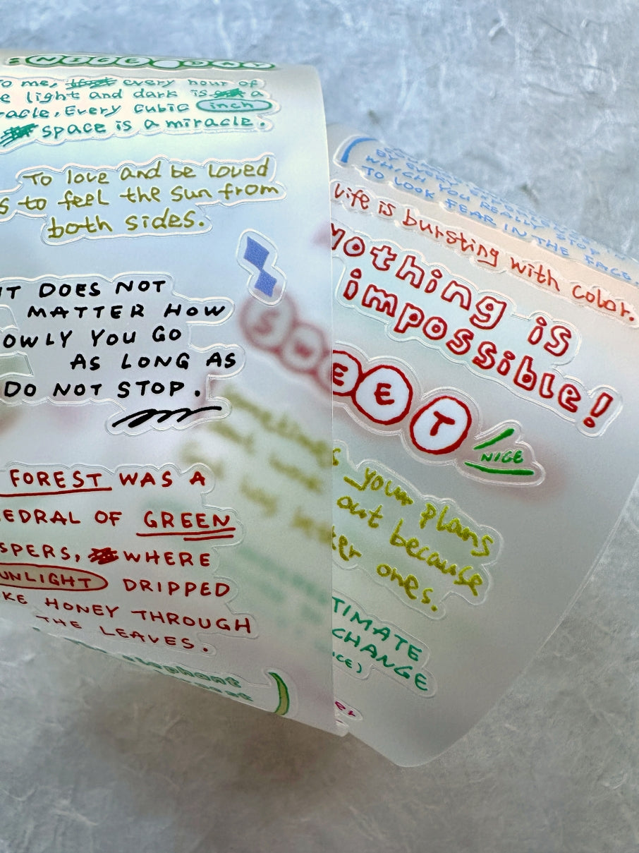 Tuli - Colorful Hand-drawn Reading Notes kiss-cut PET & washi tape SAMPLES