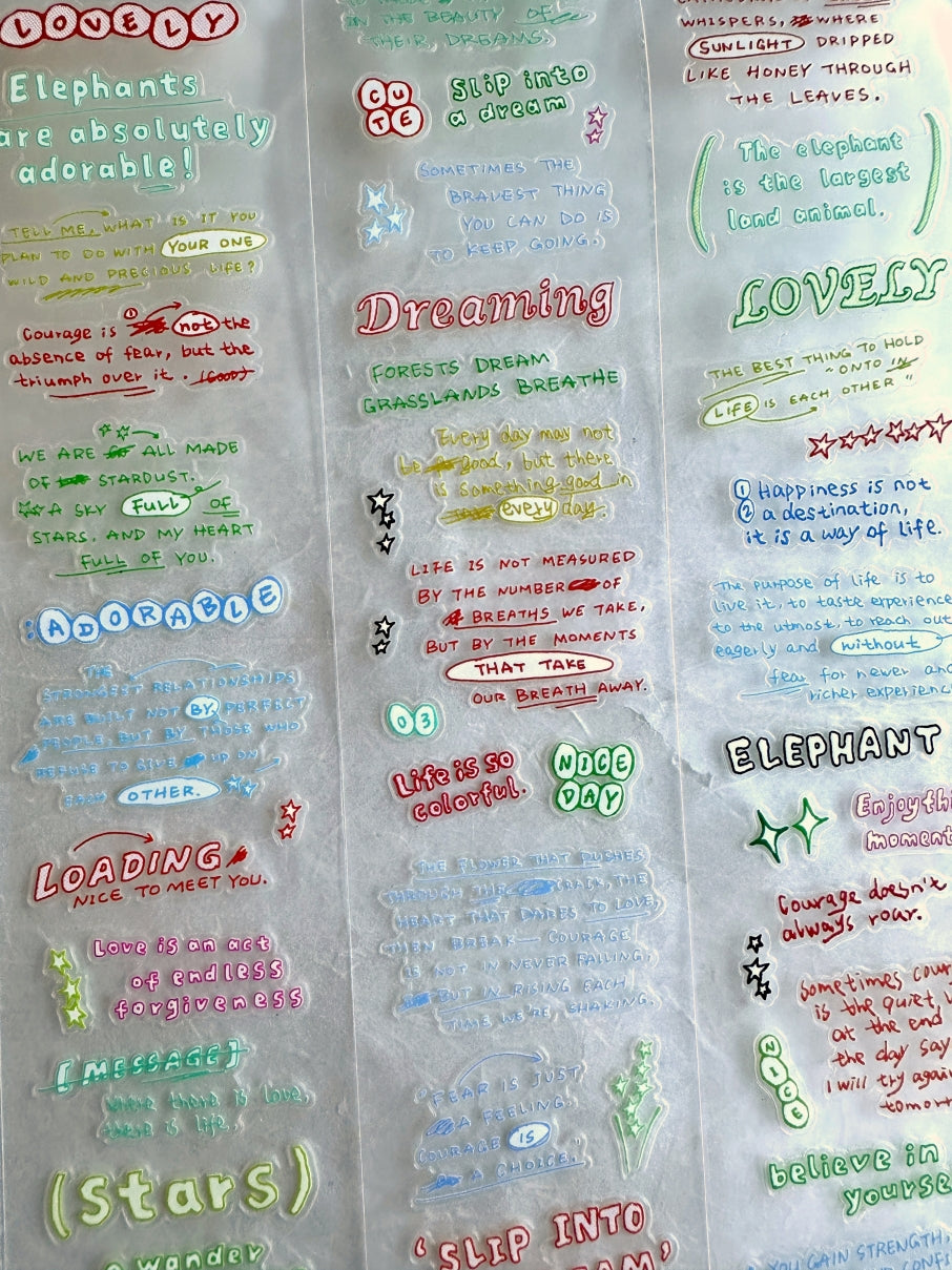 Tuli - Colorful Hand-drawn Reading Notes kiss-cut PET & washi tape SAMPLES