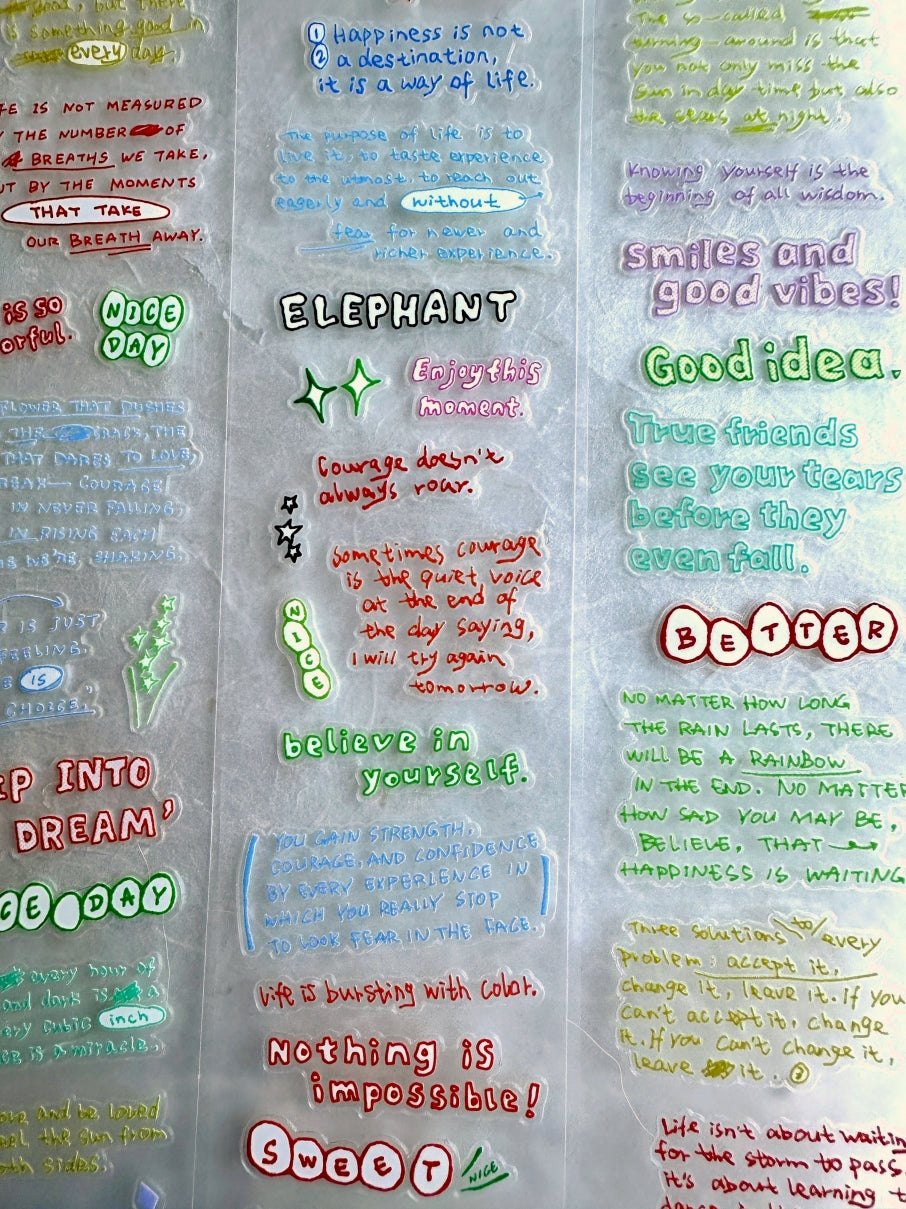 Tuli - Colorful Hand-drawn Reading Notes kiss-cut PET & washi tape SAMPLES