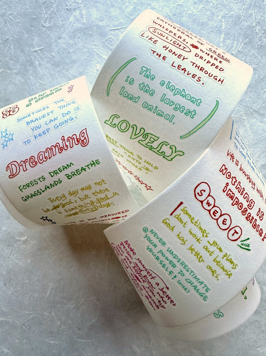 Tuli - Colorful Hand-drawn Reading Notes kiss-cut PET & washi tape SAMPLES