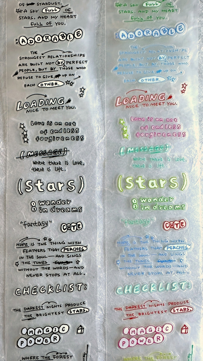 Tuli - Colorful Hand-drawn Reading Notes kiss-cut PET & washi tape SAMPLES