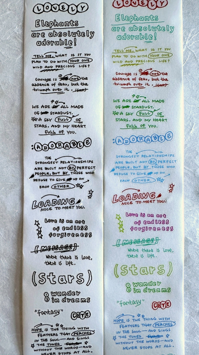 Tuli - Colorful Hand-drawn Reading Notes kiss-cut PET & washi tape SAMPLES