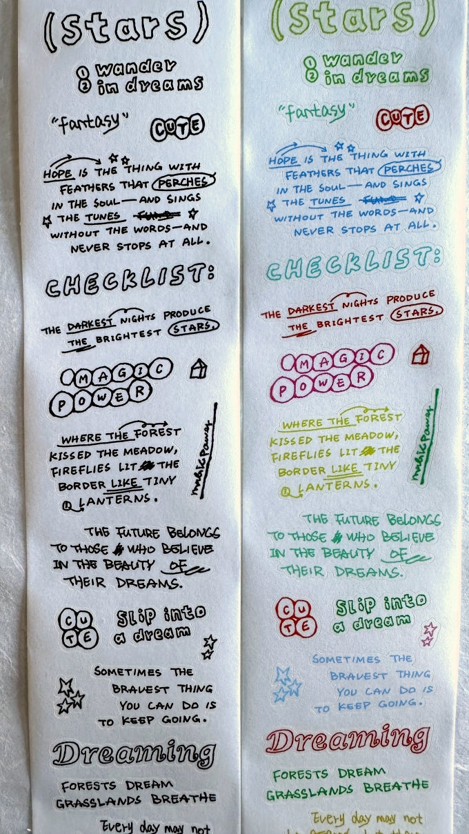 Tuli - Colorful Hand-drawn Reading Notes kiss-cut PET & washi tape SAMPLES