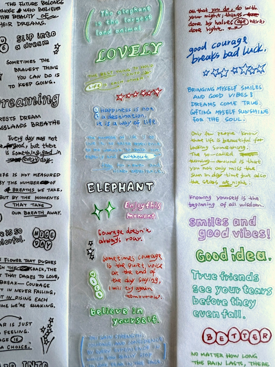 Tuli - Colorful Hand-drawn Reading Notes kiss-cut PET & washi tape SAMPLES