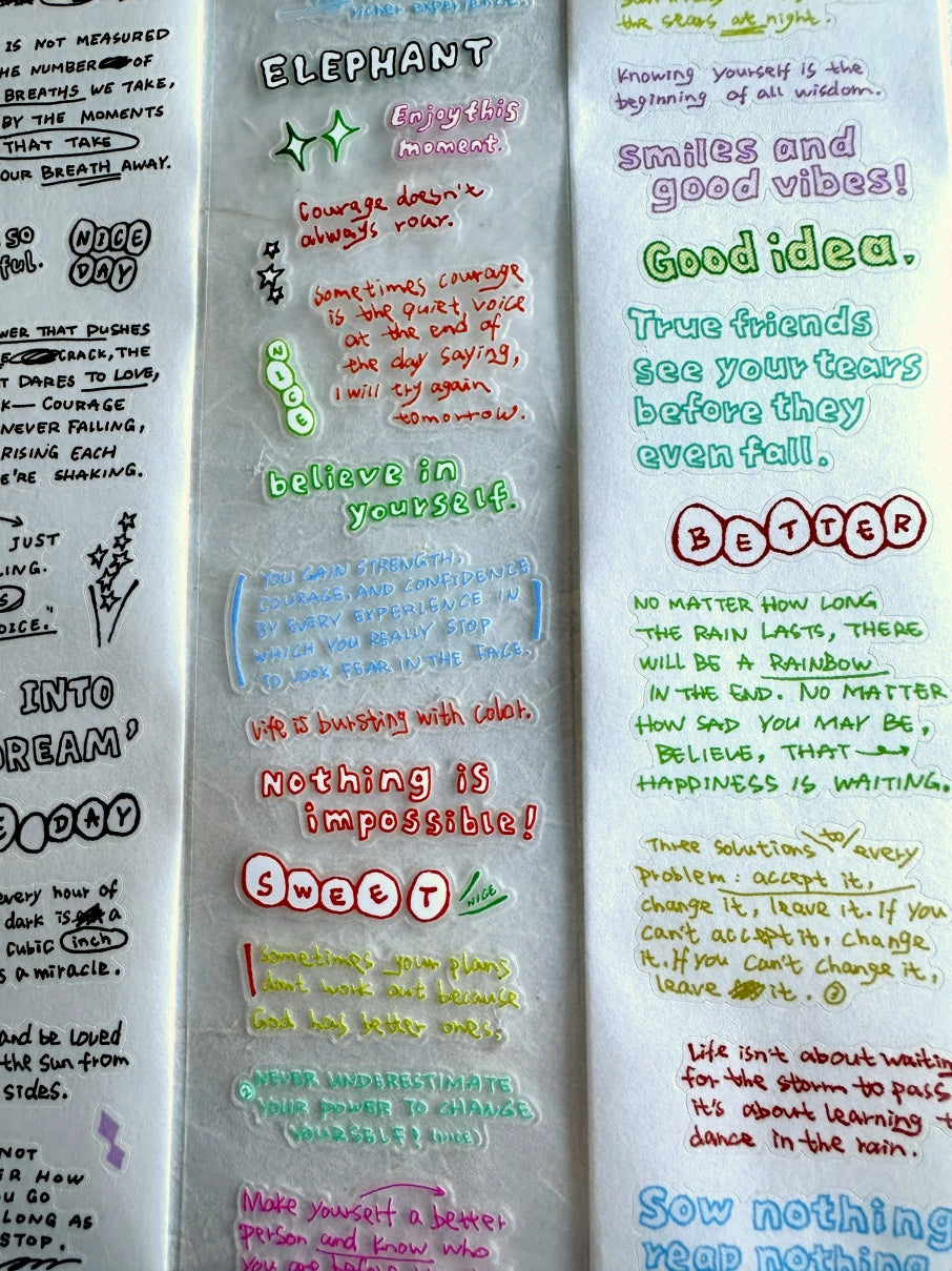 Tuli - Colorful Hand-drawn Reading Notes kiss-cut PET & washi tape SAMPLES