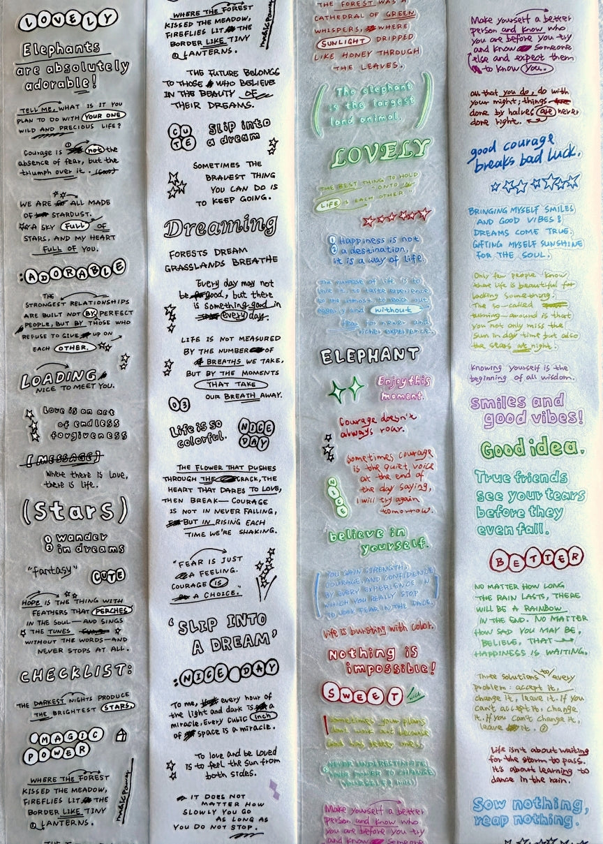 Tuli - Black-and-White Reading Notes kiss-cut PET & washi tape SAMPLES