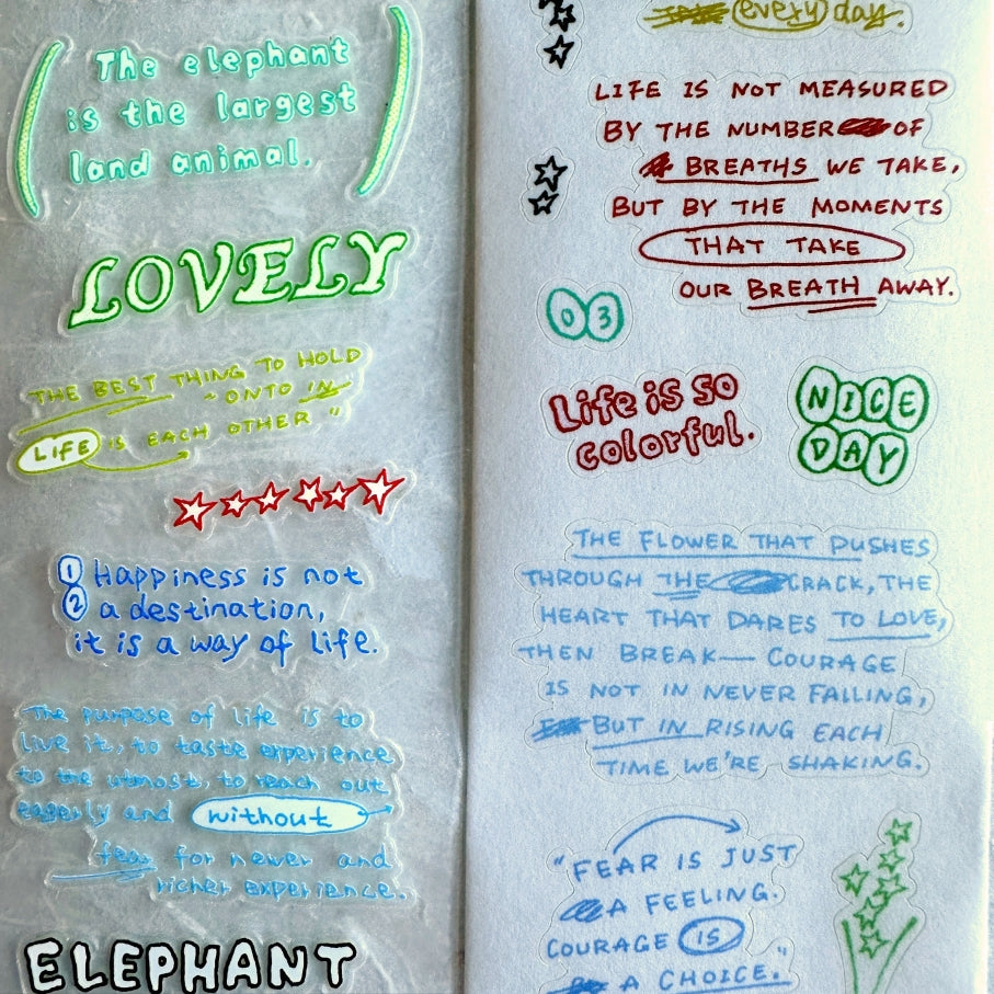 Tuli - Colorful Hand-drawn Reading Notes kiss-cut PET & washi tape SAMPLES