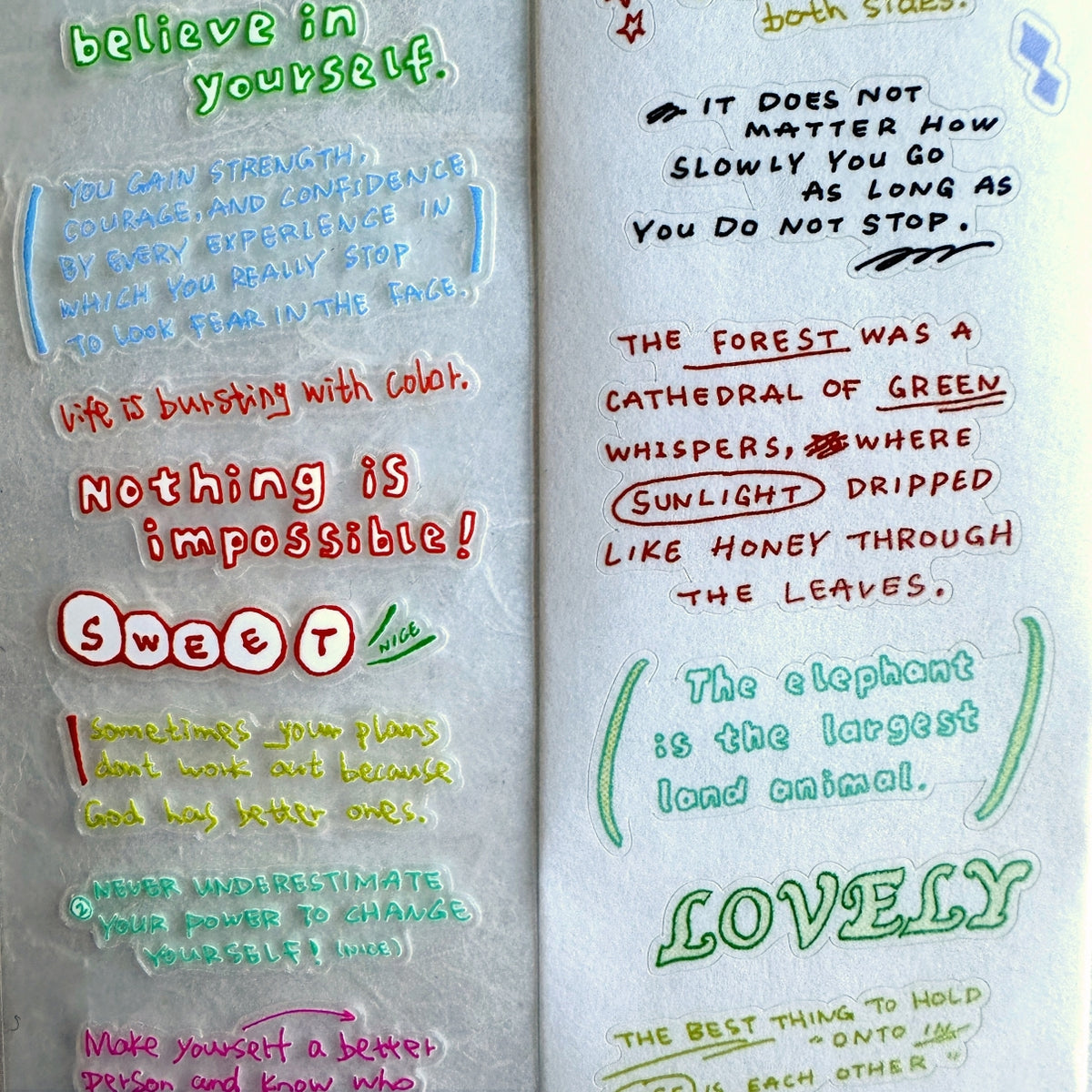 Tuli - Colorful Hand-drawn Reading Notes kiss-cut PET & washi tape SAMPLES