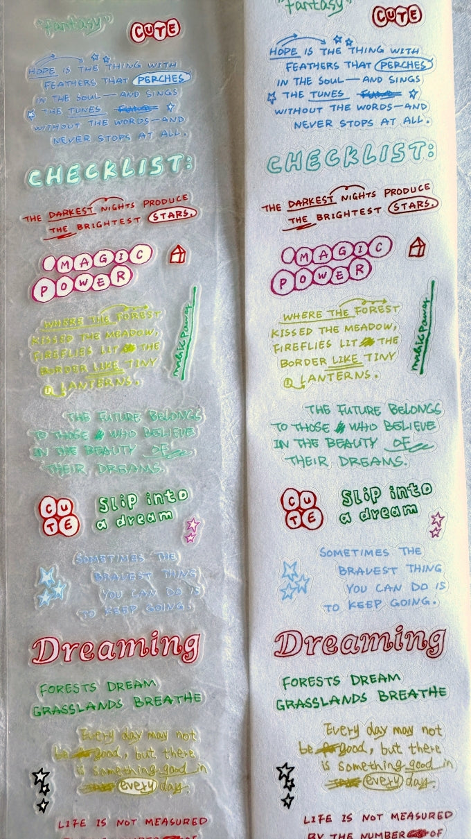 Tuli - Colorful Hand-drawn Reading Notes kiss-cut PET & washi tape SAMPLES