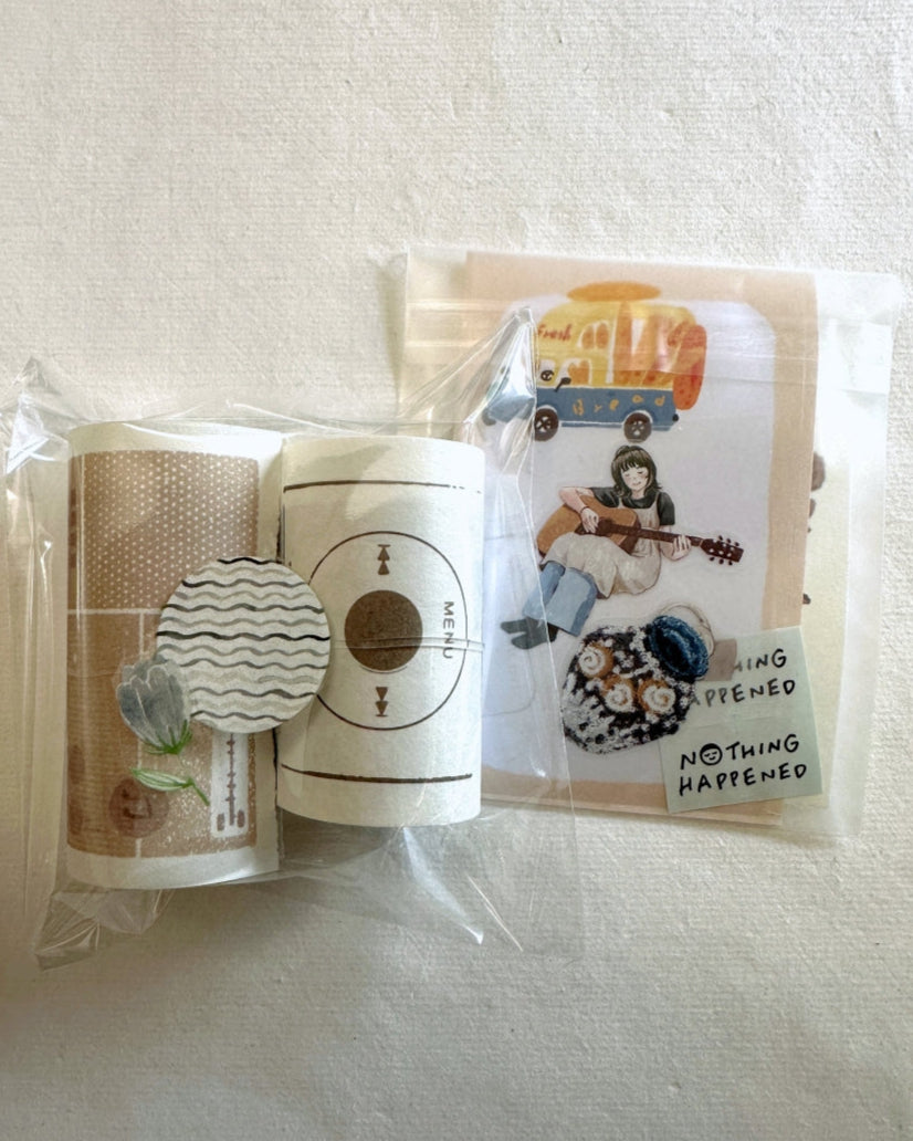 Two Raccoons - Bread and Flowers kiss-cut memo paper tape SAMPLES
