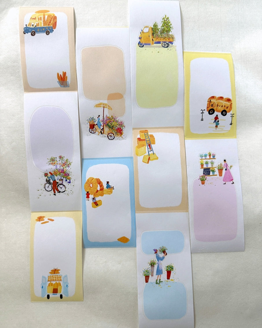 Two Raccoons - Bread and Flowers kiss-cut memo paper tape SAMPLES