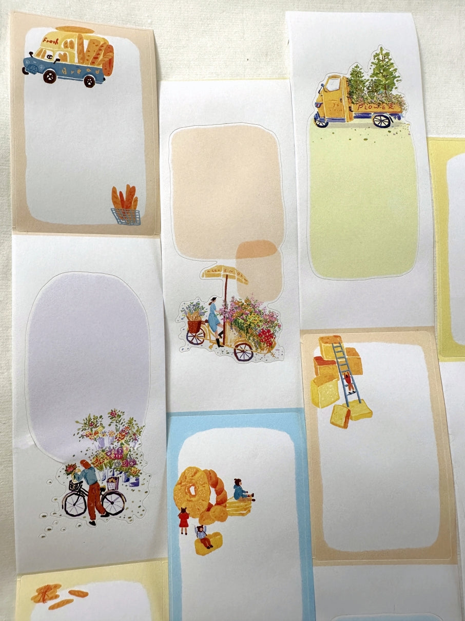 Two Raccoons - Bread and Flowers kiss-cut memo paper tape SAMPLES