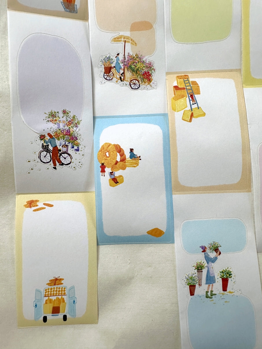 Two Raccoons - Bread and Flowers kiss-cut memo paper tape SAMPLES