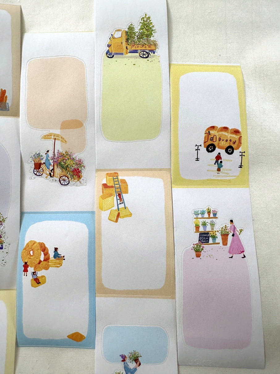Two Raccoons - Bread and Flowers kiss-cut memo paper tape SAMPLES
