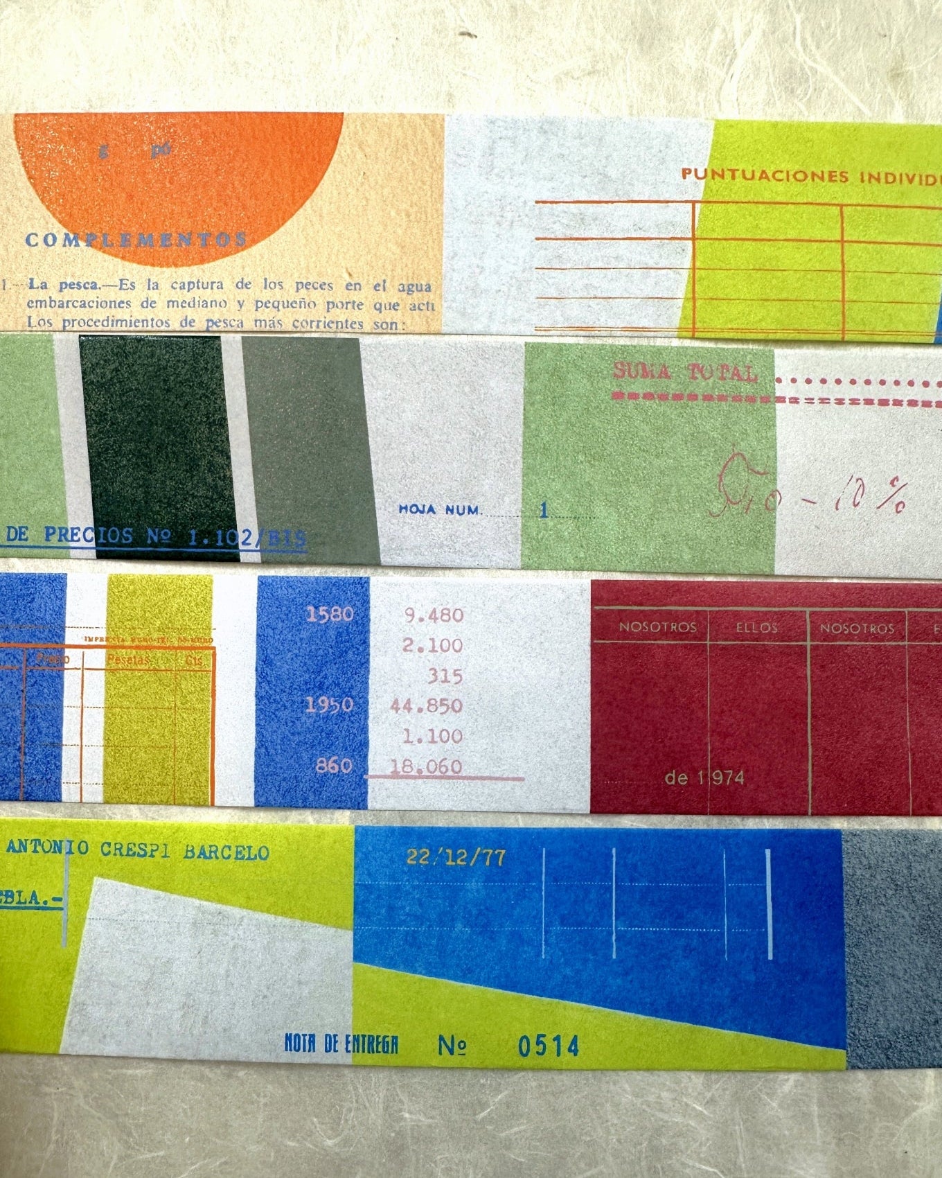 Two Raccoons - retro vibes color block collage matte paper tape SAMPLES