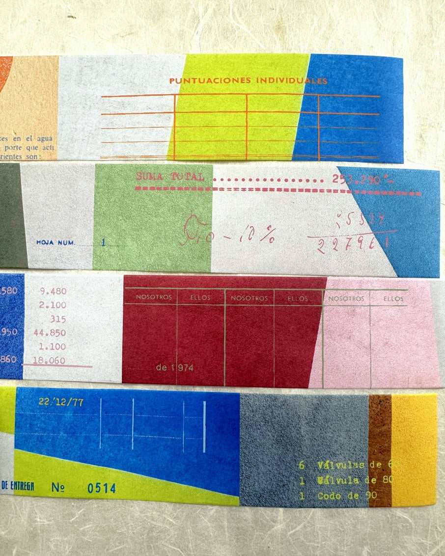 Two Raccoons - retro vibes color block collage matte paper tape SAMPLES