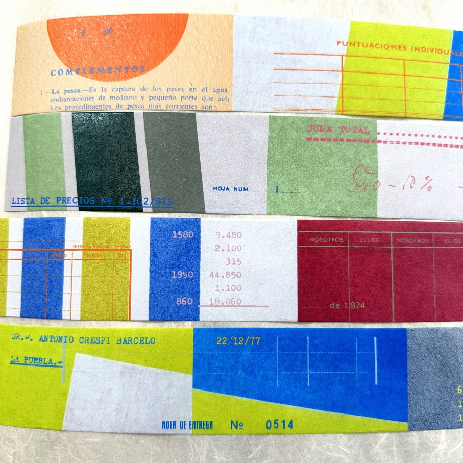 Two Raccoons - retro vibes color block collage matte paper tape SAMPLES