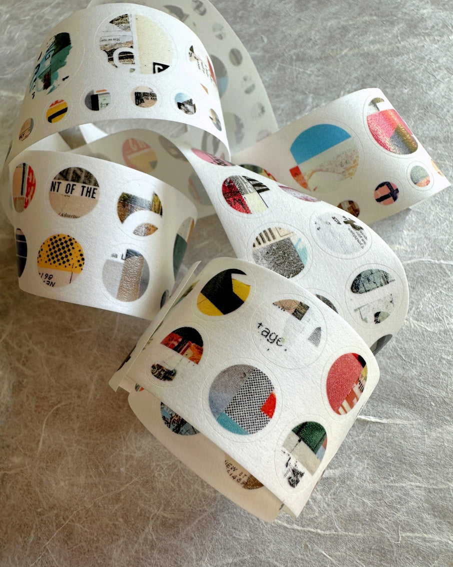 Two Raccoons - circle patterns kiss-cut washi tape SAMPLES