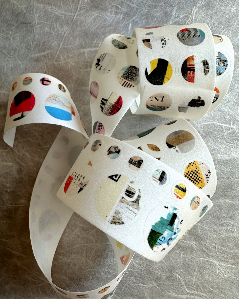 Two Raccoons - circle patterns kiss-cut washi tape SAMPLES