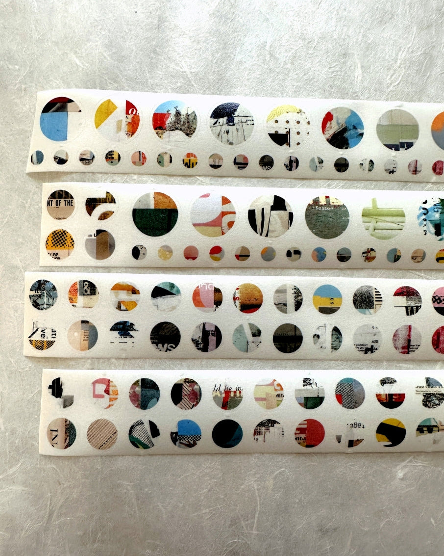Two Raccoons - circle patterns kiss-cut washi tape SAMPLES