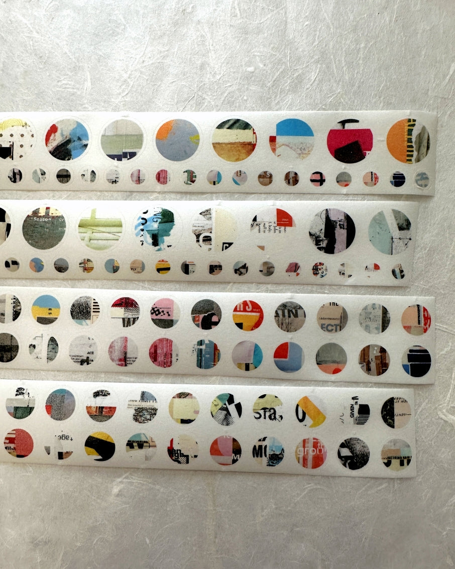 Two Raccoons - circle patterns kiss-cut washi tape SAMPLES
