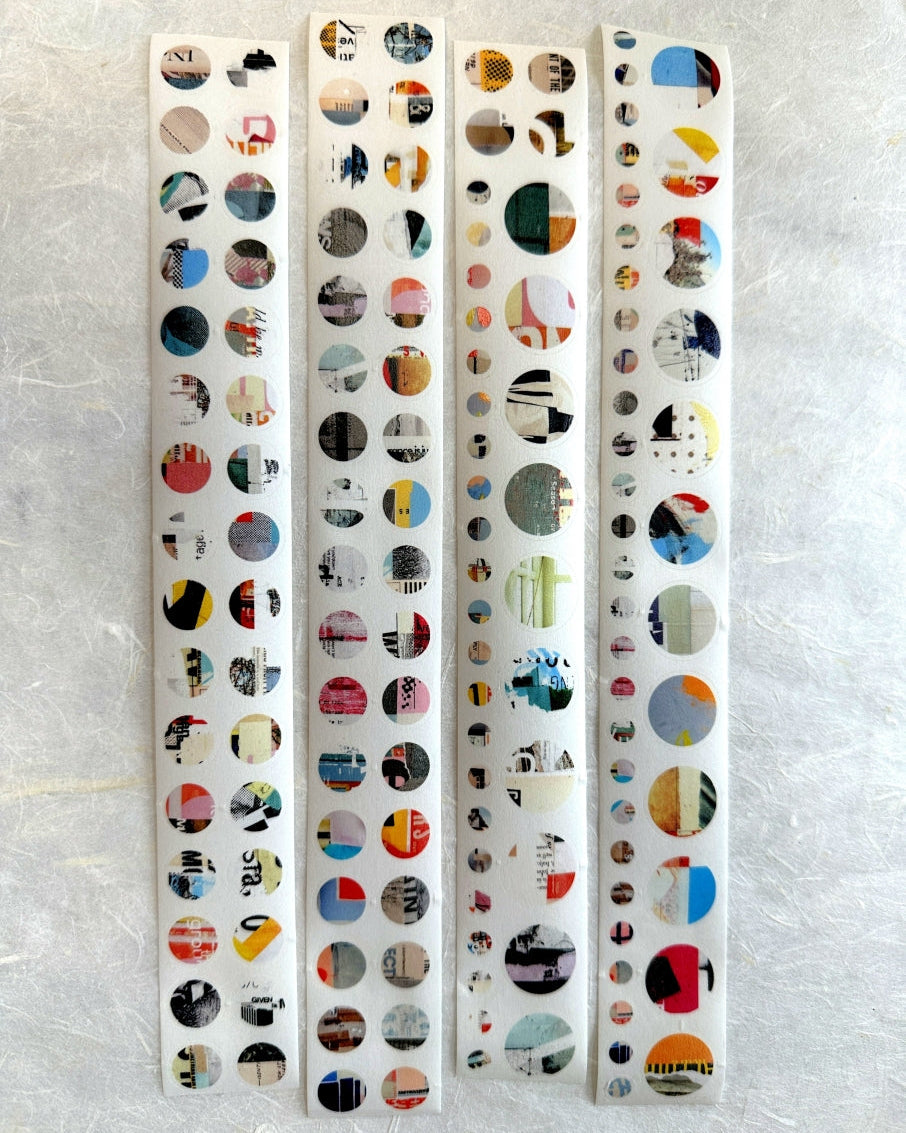 Two Raccoons - circle patterns kiss-cut washi tape SAMPLES
