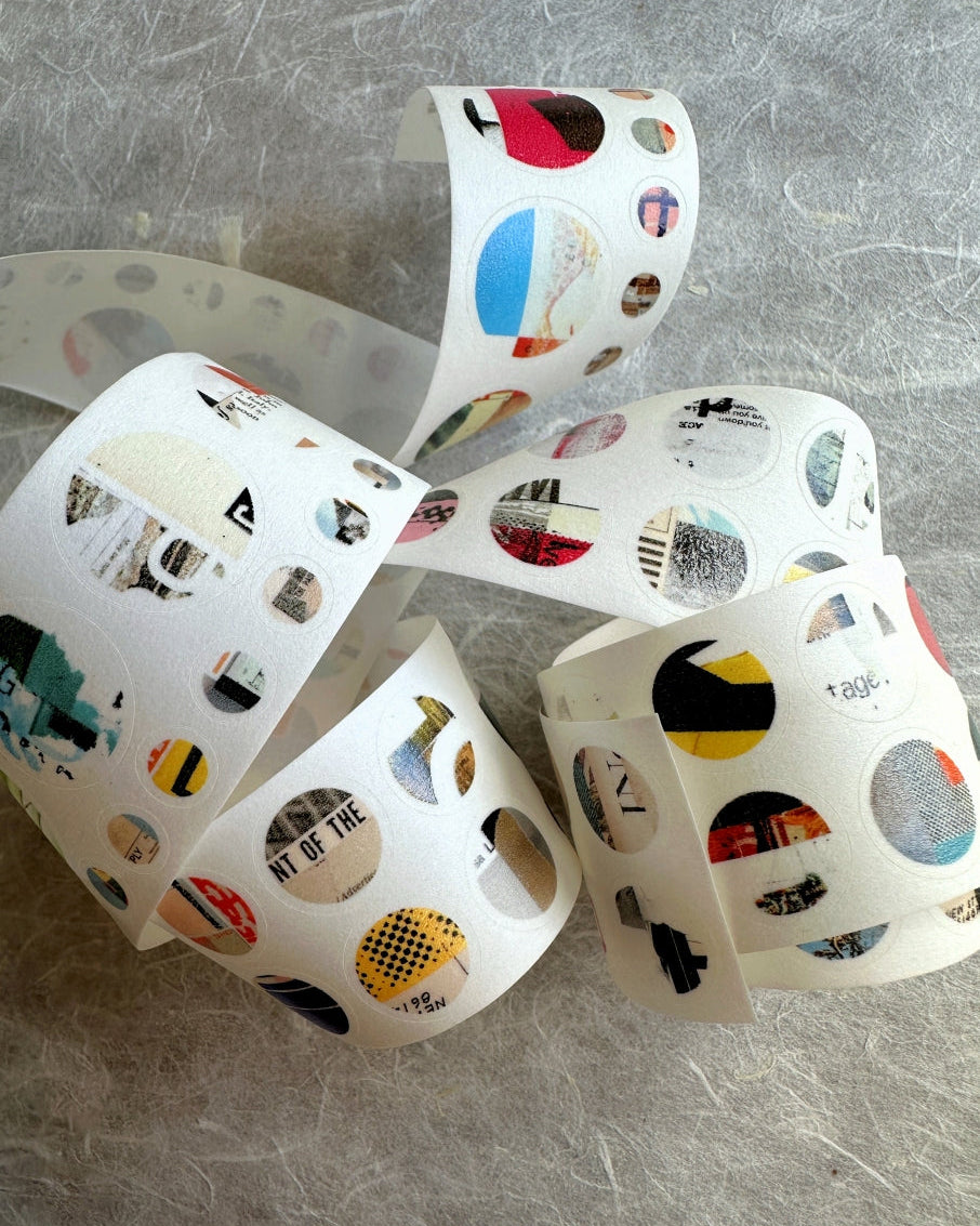 Two Raccoons - circle patterns kiss-cut washi tape SAMPLES