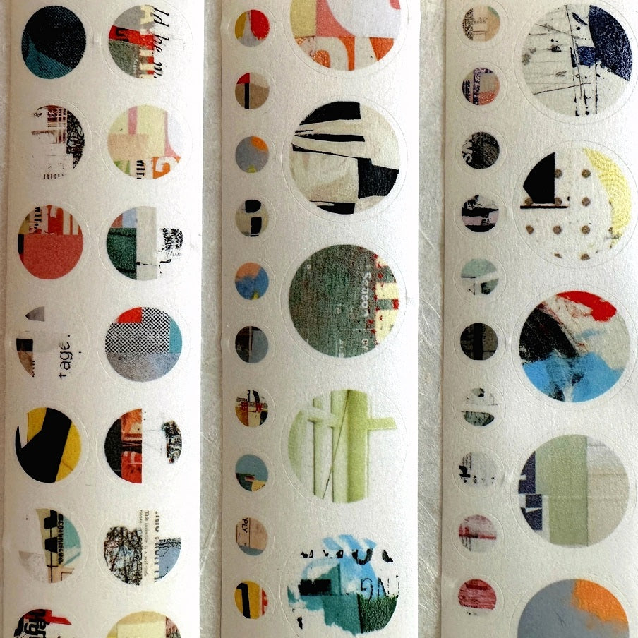 Two Raccoons - circle patterns kiss-cut washi tape SAMPLES