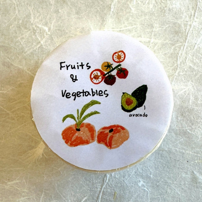 Two Raccoons x Aimee - Fruits & Vegetables kiss-cut washi tape (3.5 cm x 140 cm) SAMPLES