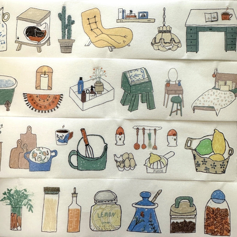 Two Raccoons x Aimee - Nice Things at Home kiss-cut washi tape SAMPLES