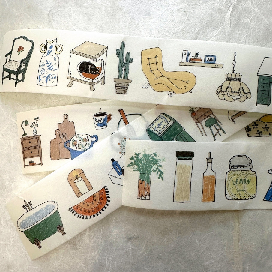 Two Raccoons x Aimee - Nice Things at Home kiss-cut washi tape SAMPLES