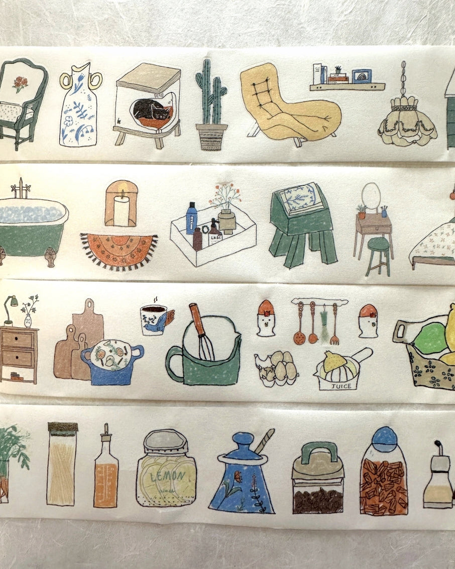 Two Raccoons x Aimee - Nice Things at Home kiss-cut washi tape SAMPLES