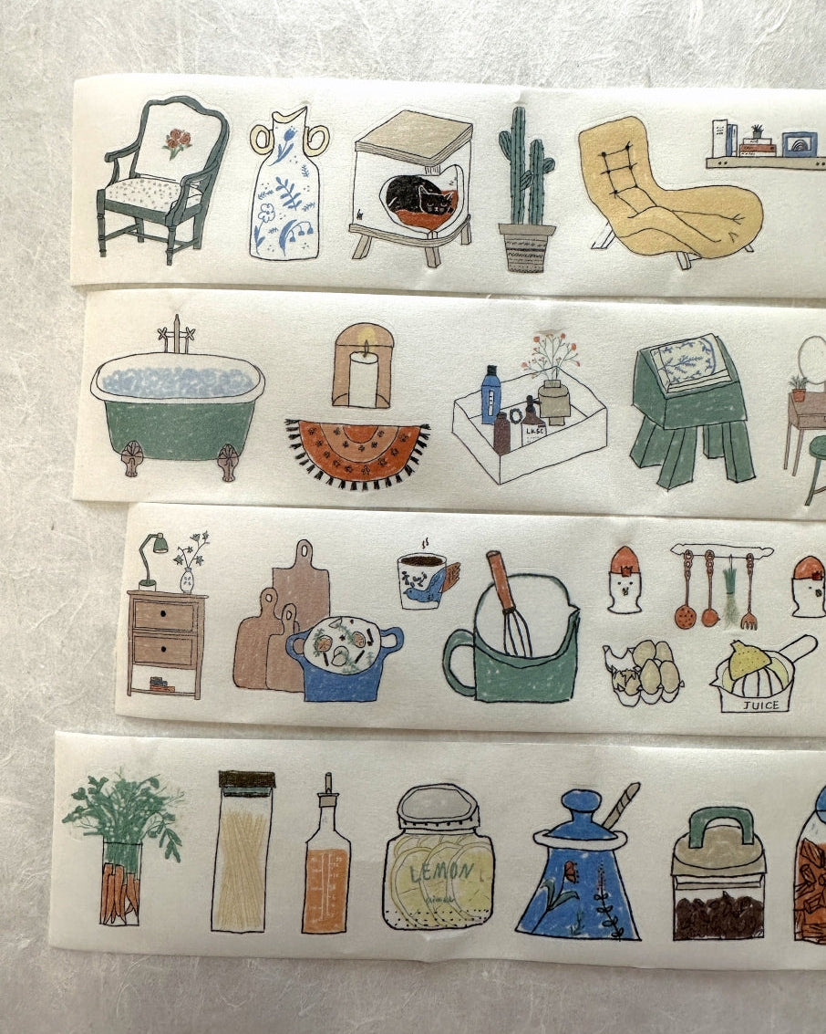 Two Raccoons x Aimee - Nice Things at Home kiss-cut washi tape SAMPLES