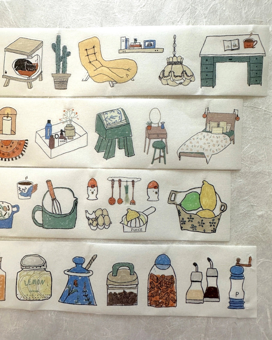Two Raccoons x Aimee - Nice Things at Home kiss-cut washi tape SAMPLES