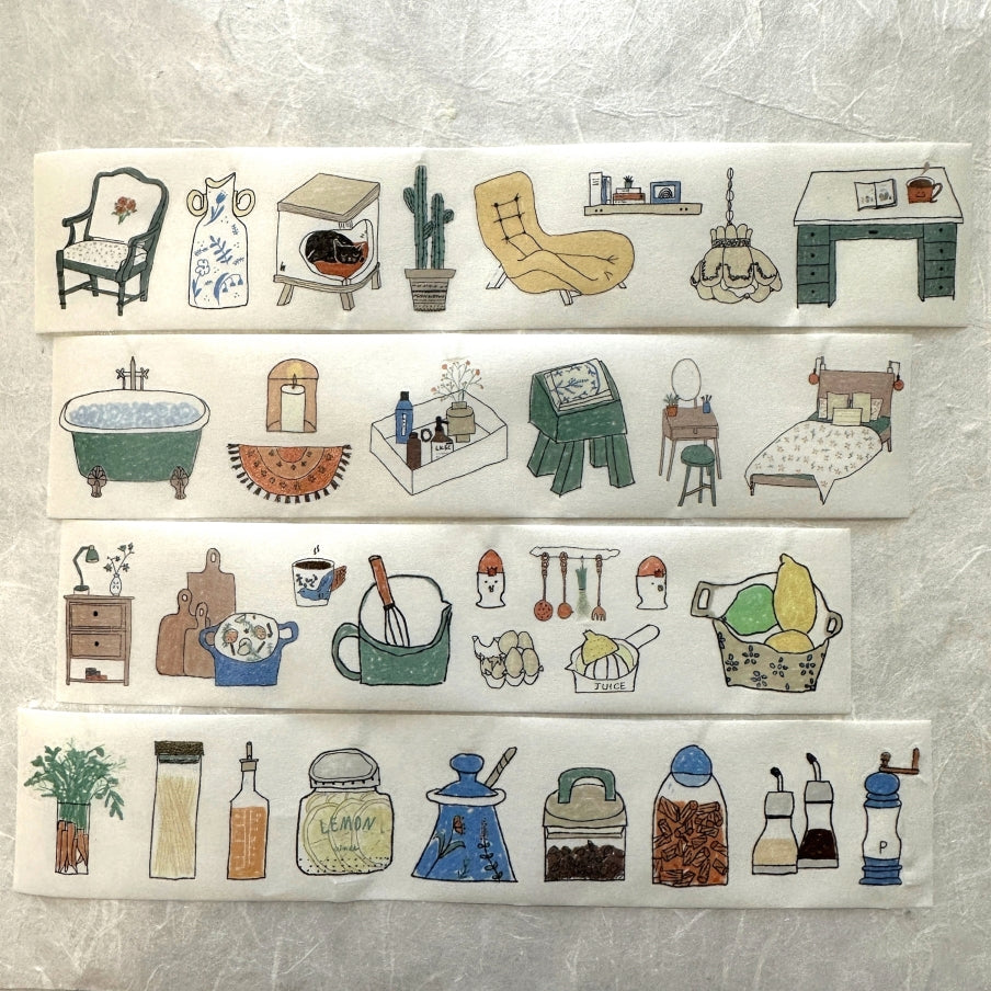 Two Raccoons x Aimee - Nice Things at Home kiss-cut washi tape SAMPLES