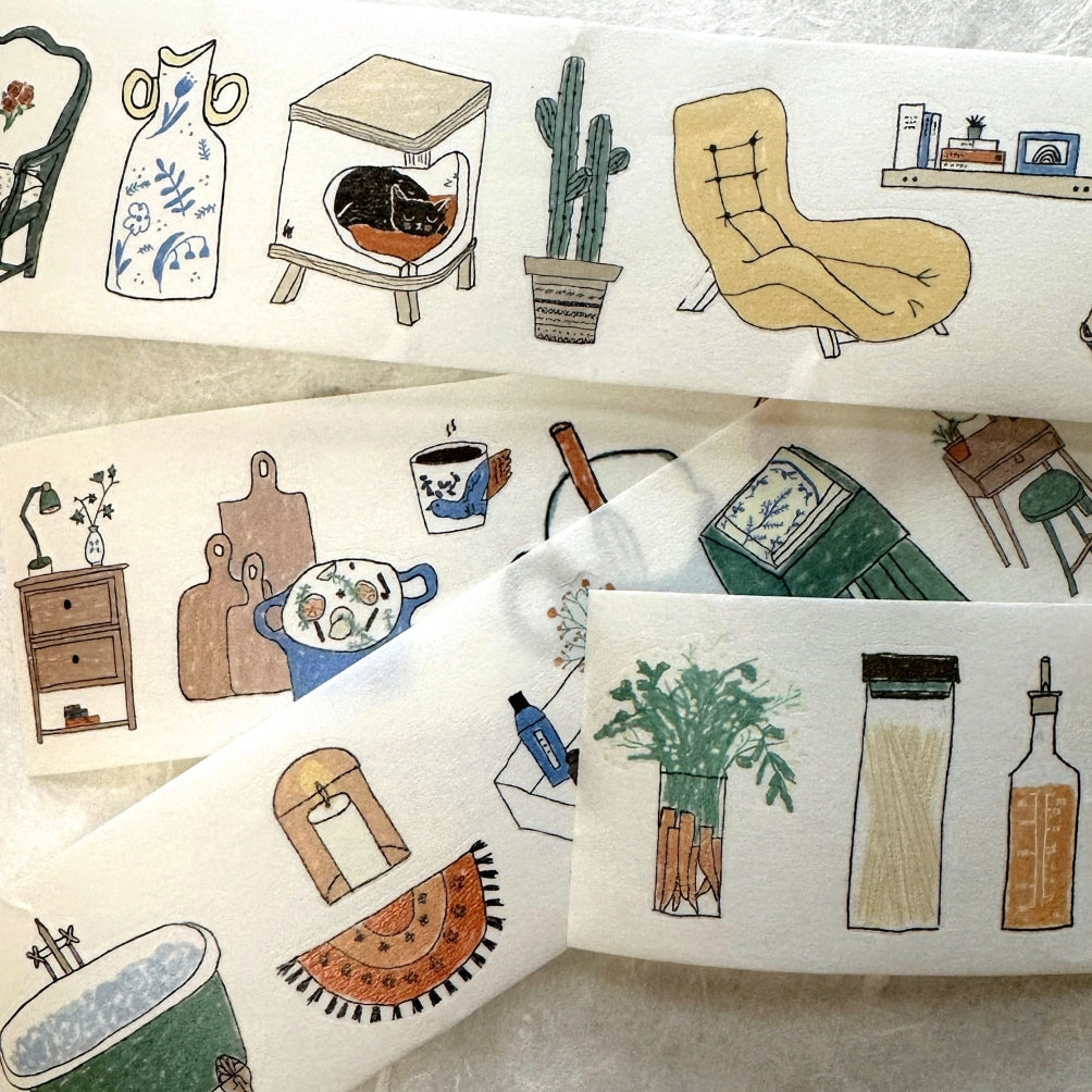 Two Raccoons x Aimee - Nice Things at Home kiss-cut washi tape SAMPLES