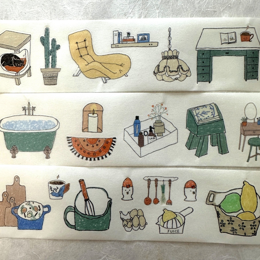Two Raccoons x Aimee - Nice Things at Home kiss-cut washi tape SAMPLES
