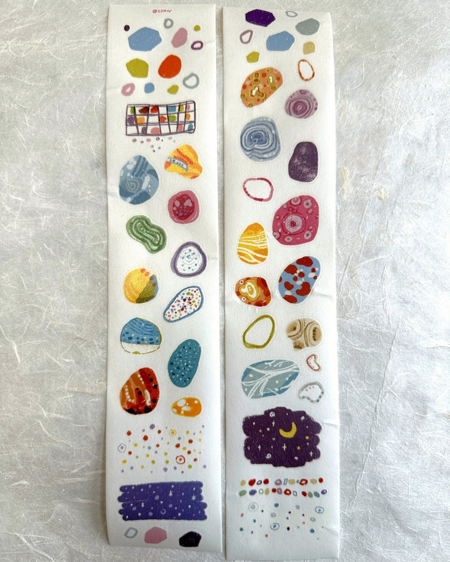 Two Raccoons x Cyan - Cool Stone kiss-cut washi tape SAMPLES