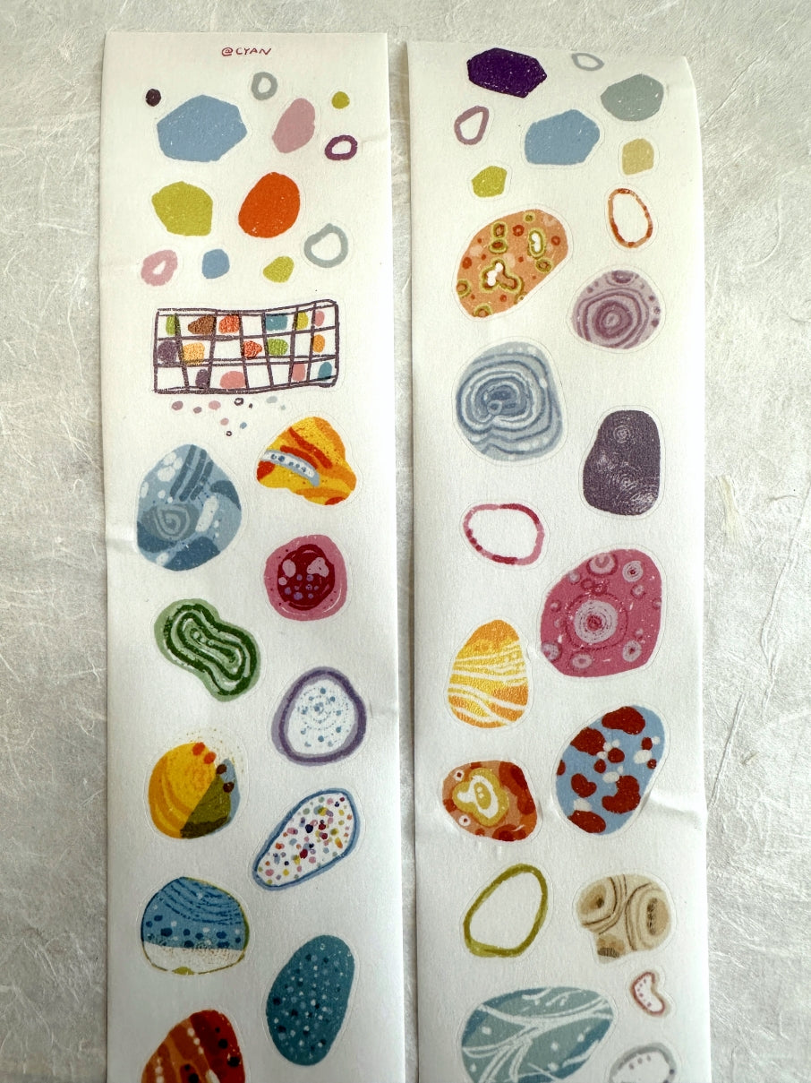 Two Raccoons x Cyan - Cool Stone kiss-cut washi tape SAMPLES