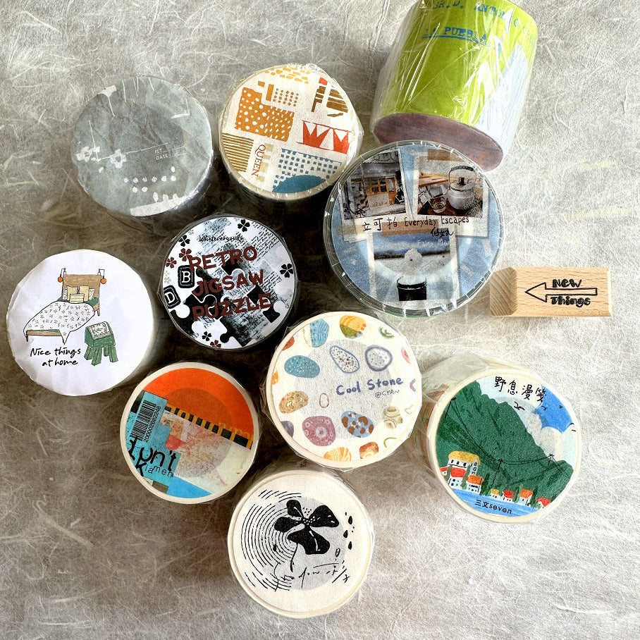 Two Raccoons x Cyan - Cool Stone kiss-cut washi tape SAMPLES