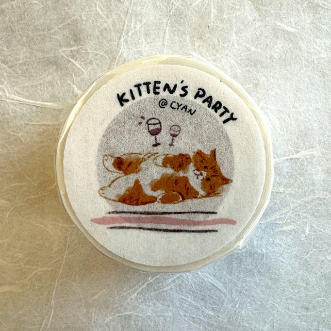 Two Raccoons x Cyan - Kitten's Party kiss-cut washi tape SAMPLES