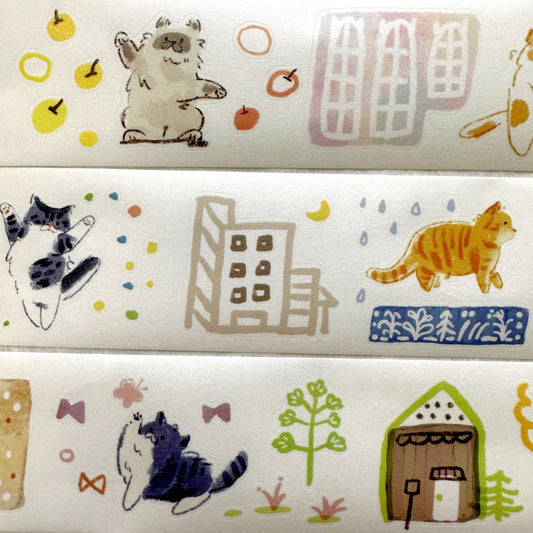 Two Raccoons x Cyan - Kitten's Party kiss-cut washi tape SAMPLES