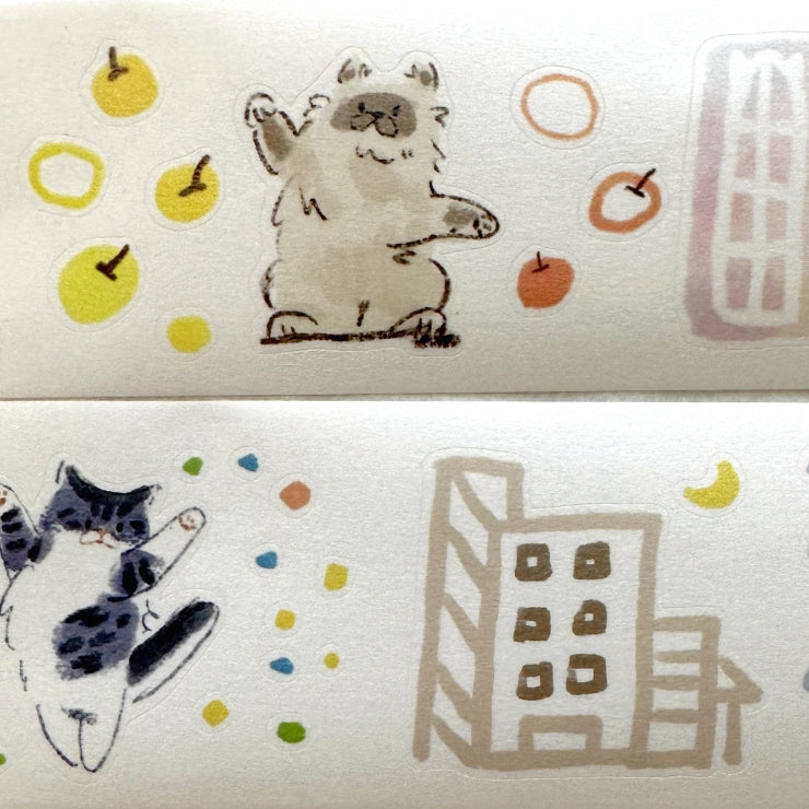 Two Raccoons x Cyan - Kitten's Party kiss-cut washi tape SAMPLES
