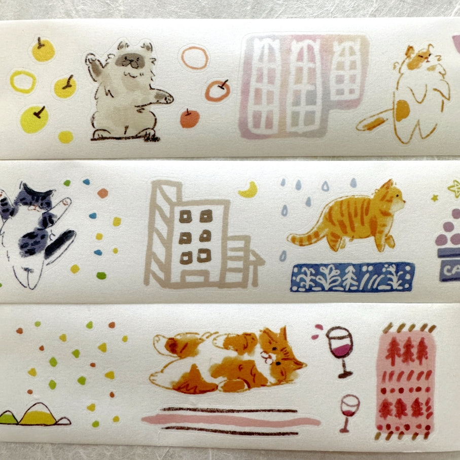 Two Raccoons x Cyan - Kitten's Party kiss-cut washi tape SAMPLES