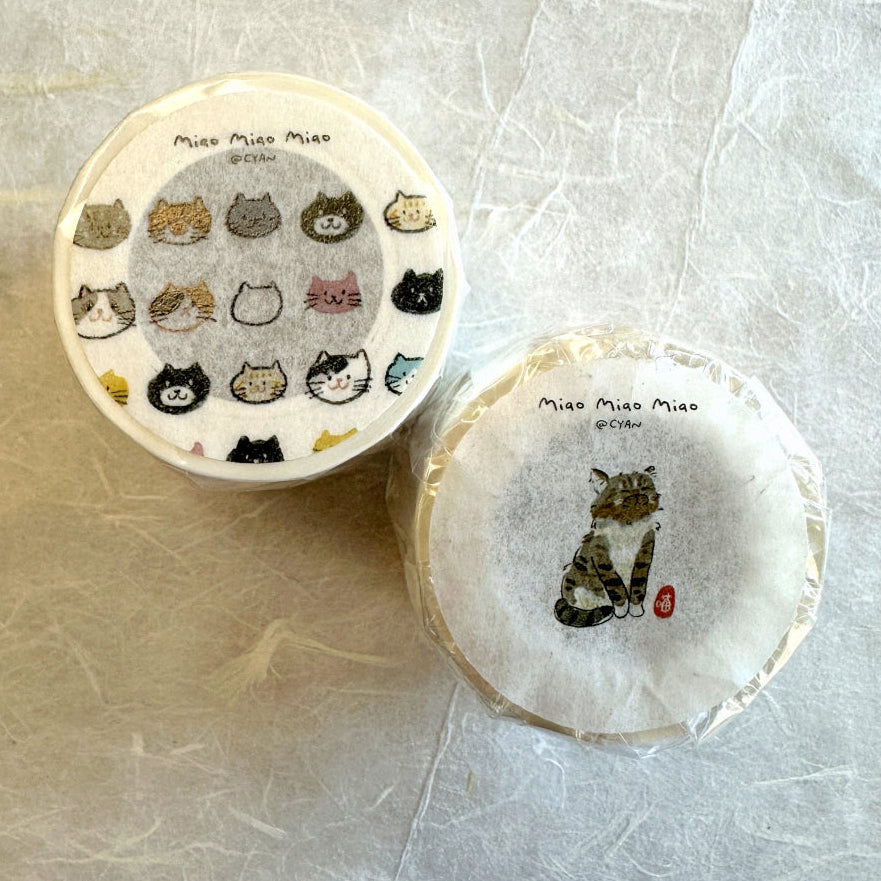 Two Raccoons x Cyan - Miao Miao Miao kiss-cut washi tape SAMPLES