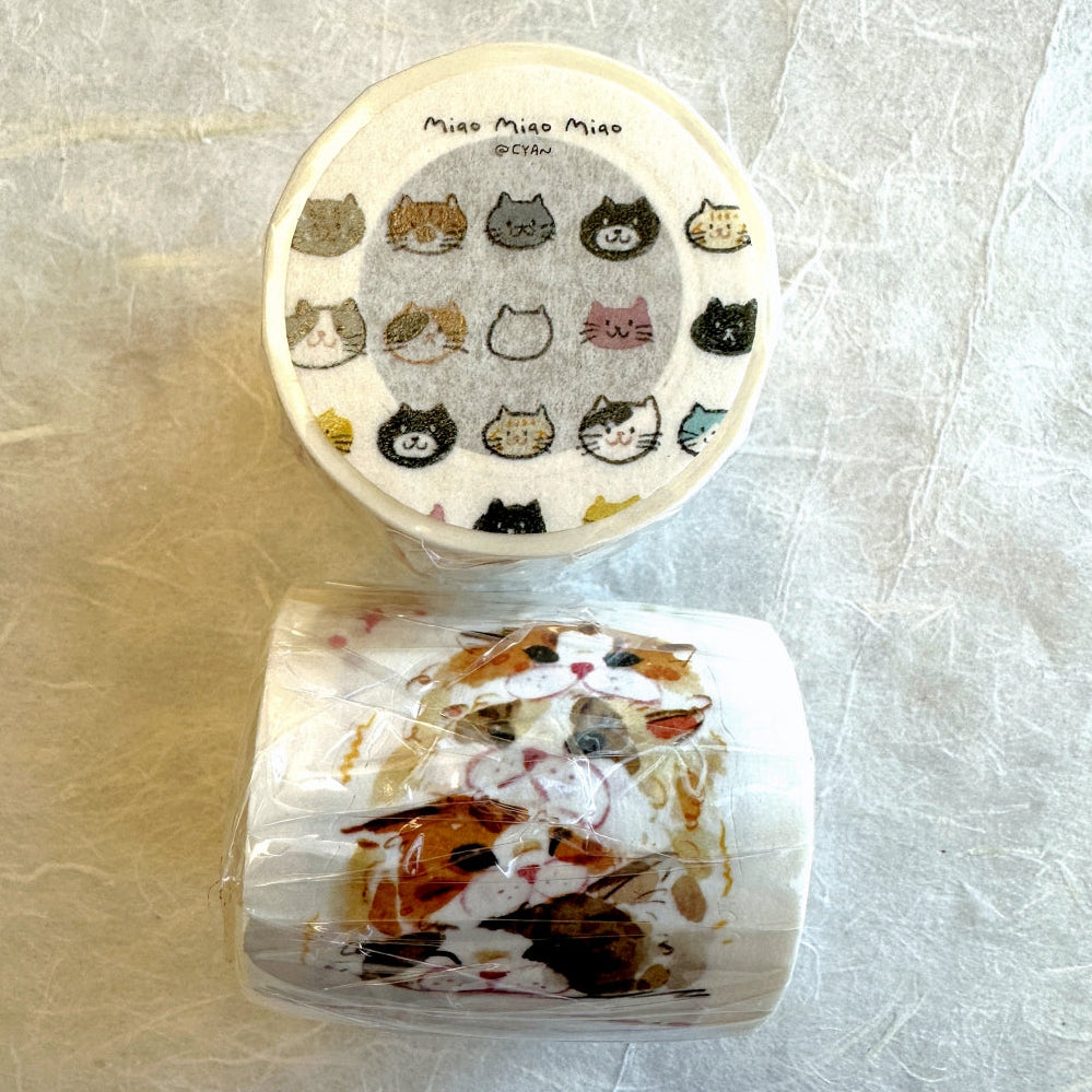 Two Raccoons x Cyan - Miao Miao Miao kiss-cut washi tape SAMPLES